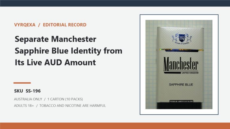 Vyrqexa editorial record for Manchester Sapphire Blue Cigarettes - 1 Carton (10 Packs) and SKU SS-196