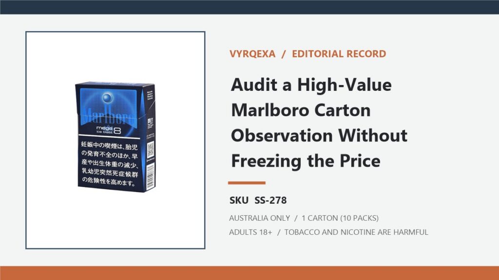 Vyrqexa editorial record for Marlboro Ice Blast Mega 8mg (Japan) Cigarettes - 1 Carton (10 Packs) and SKU SS-278
